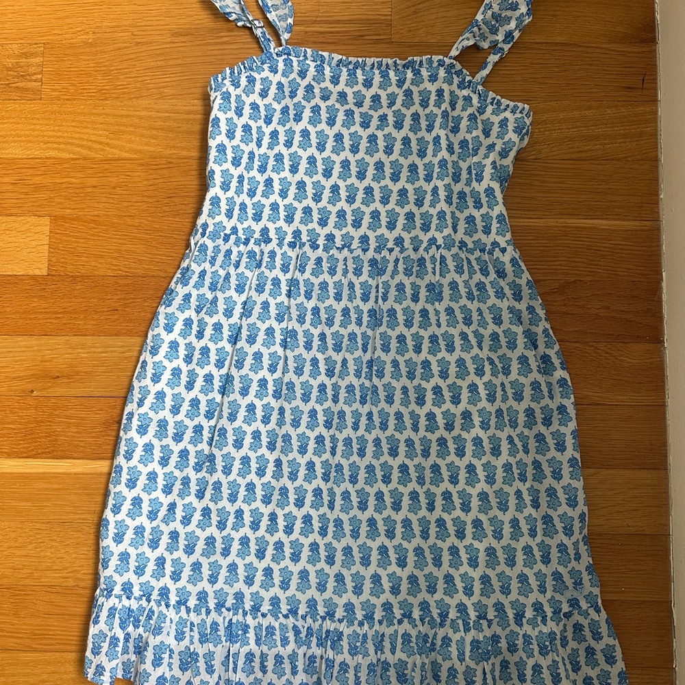 Vineyard Vines Blue and White Smocked Ruched Dress